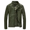 Green Faux Leather Jacket for Men, Padded Thin Velvet Motorcycle Coat, Casual Outwear, Loose Overcoat, Plus Size, 3XL, 5XL 2