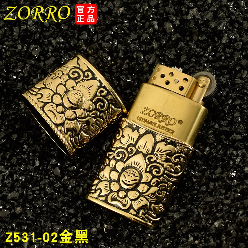 ZORRO 531 модель серии ветер травления процесс Чистый медный щит машина ZORRO керосиновая зажигалка - Цвет: Многоцветный