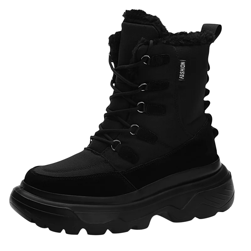 Черный Модные зимние мужские теплые ботинки; Masculino; мужская теплая водонепроницаемая Нескользящая хлопковая обувь; мужские зимние кроссовки; ботильоны для прогулок - Цвет: Черный