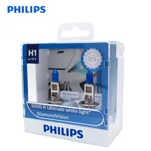 Philips H1 12V 55W Diamond Vision 5000K Ксеноновые белые автомобильные галогенные лампы 12258DVS2, пара