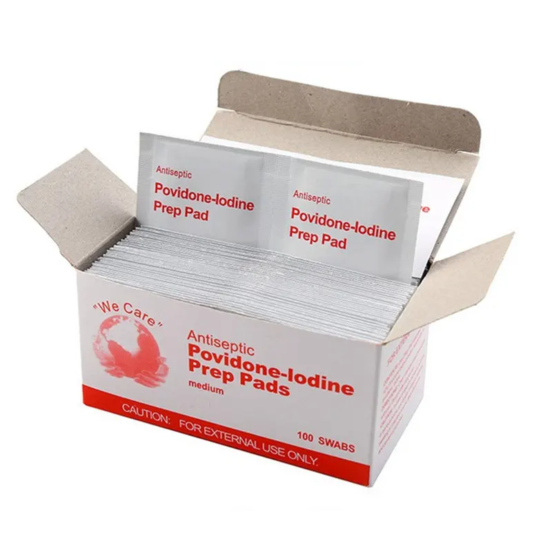 Pastillas de yodo antisépticas para primeros auxilios, almohadillas de limpieza desinfectante para povidone-lodina, 20 unids/lote