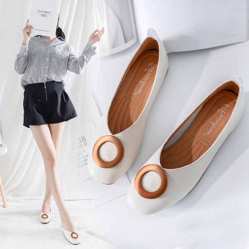 

2019 Spring And Summer New Style Versatile Moccosins Fairy Ventilation Network Red Retro Low-Cut Soft Leather Late Late Shoes Si