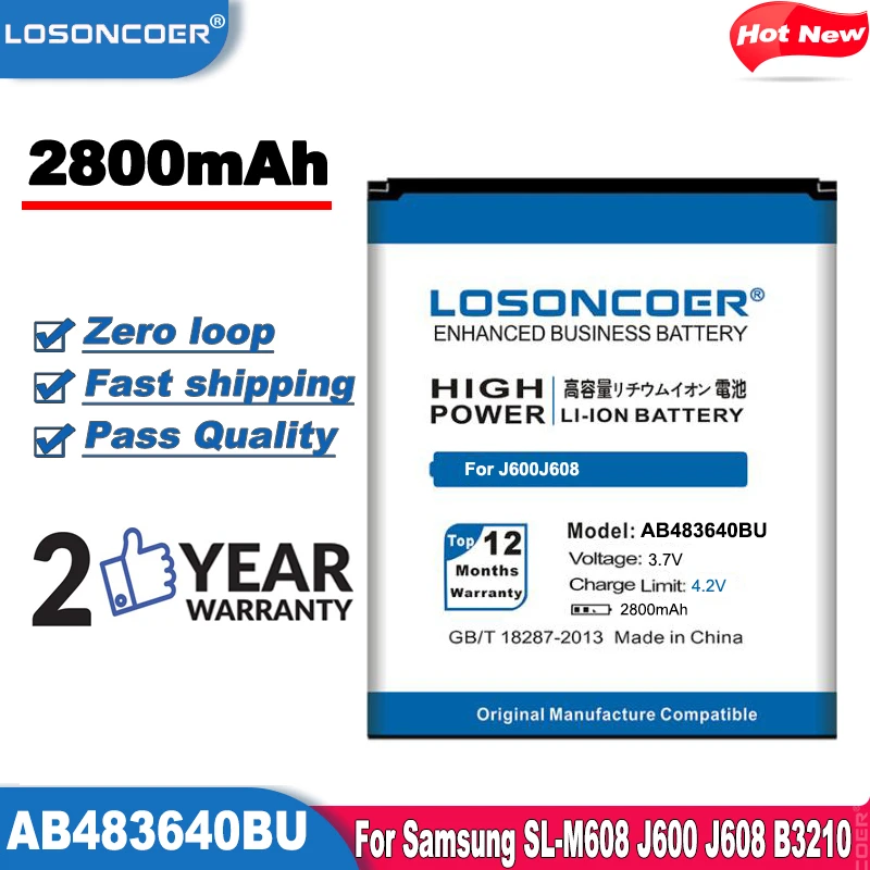 Аккумулятор AB483640BU 2800 мАч для samsung J600 J608 C3050C S7350C F619 C3050 E740 E748 F110 F118 G618 L600 L608 B3210 |