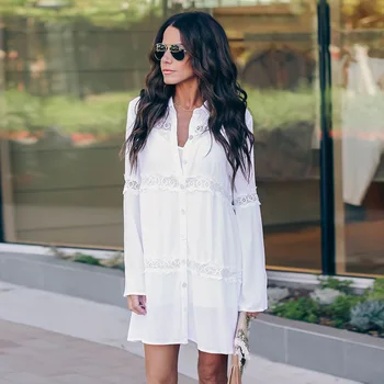 

Pareo Beach Wear Beachwear Women 2019 Summer Dress Bathing Suit Cover Ups Swimsuit Sun Proof Cardigan Cotton Loose Long Sleeve