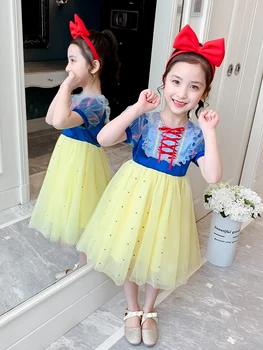 

Snow White Dress SUMMER DRESS KIDS Skirt Yellow Princess Dress GIRL 2-7 Yrs Old Baby Clothes Thin Excellent Value