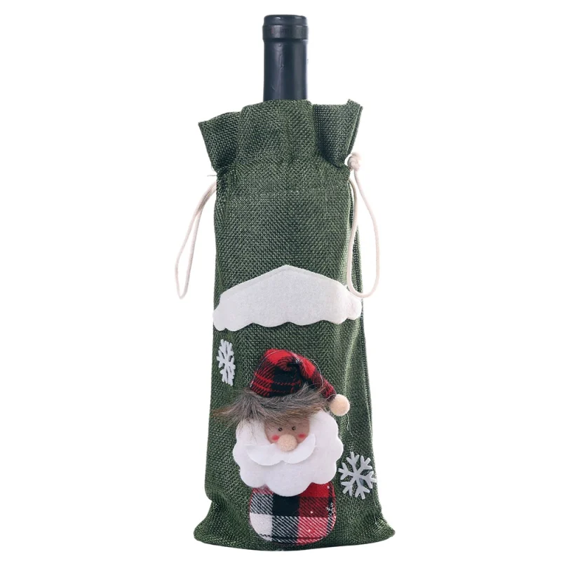Декоративные бутылки для вина с кулиской, Чехлы, сумки, Рождество, праздник, обеденный стол, вечерние украшения для дома, Санта-Клаус/Снеговик