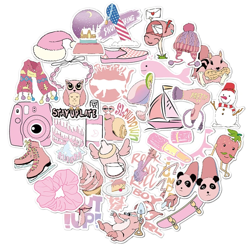 35 шт мультфильм простой розовый VSCO девушки Kawaii наклейки для детей игрушка