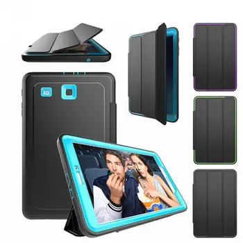 

2018 hot Smart sleep case for samsung galaxy tab E 9.6 T560 T561 Tablet Kids Safe Armor Shockproof PU leather Hard Cover 4 in 1