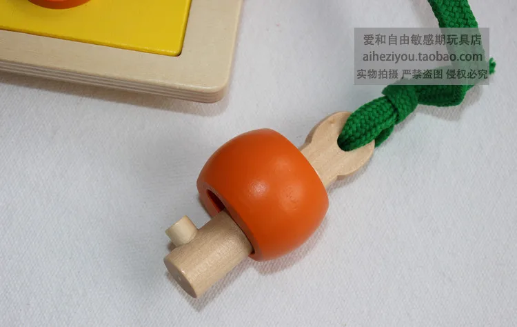 Japan Key Beaded Bracelet+ Picture Book Threading Wooden CHILDREN'S Toy
