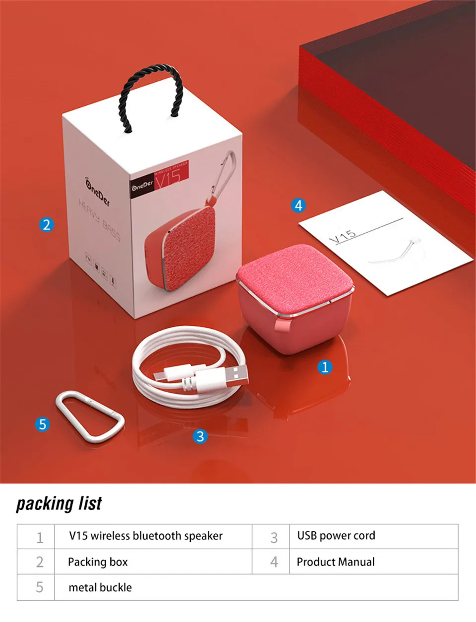 OneDer V15 bluetooth динамик 5 Вт 500 мАч TF Mico карта ABS ткани портативный TWS громкоговоритель функция громкой связи беспроводной