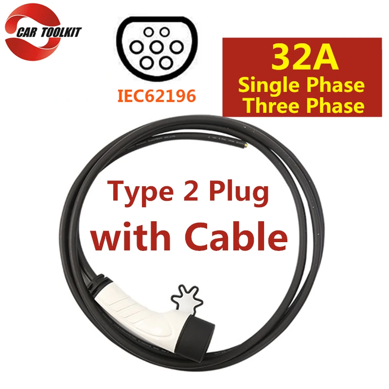 

Type 2 32A Single Phase Three Phase IEC 62196-2 EV Plug EVSE Electric Car Charger Female Convertor Socket with 5m Cable