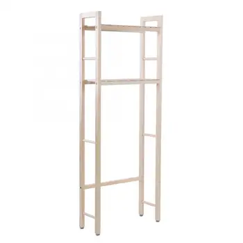 

Wood Toilet Storage Rack 2-Tier Wood Construction Storage Shelf Rack Over Toilet Compact Bathroom Organizer