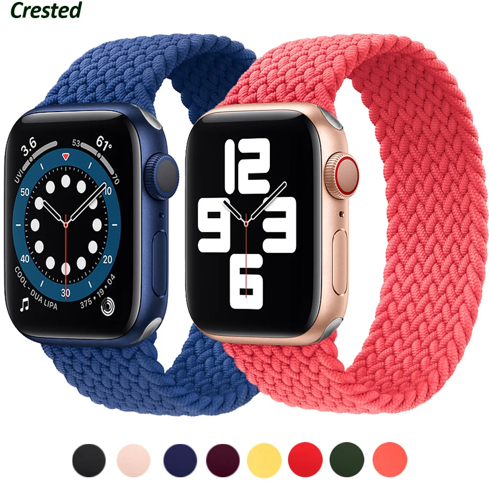 Плетеный ремешок Solo для Apple watch band 44 мм 40 38 42 эластичный нейлоновый браслет iWatch Series