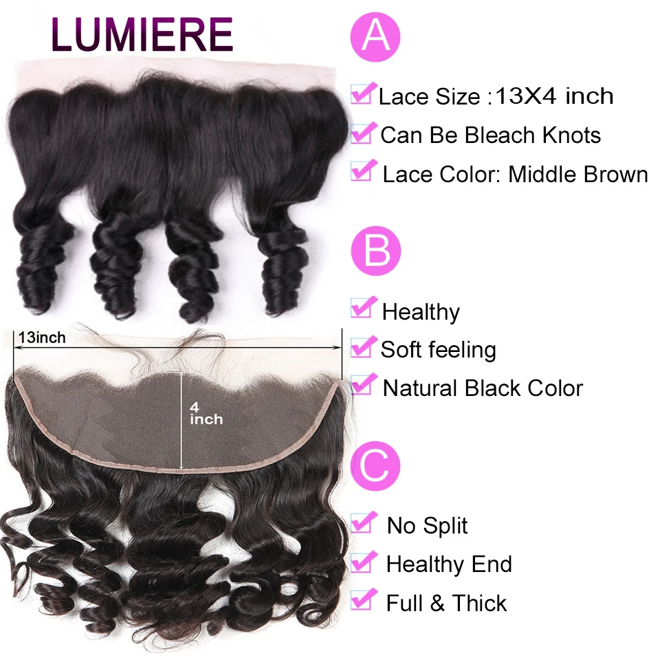 Loose Deep Wave 13x4 Lace Frontal only 5x5 6x6 Lace Frontal Closure HD Transparent Brazilian 100% Virgin Human Hair Pre Plucked 3