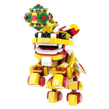 

IN STOCK 19001 522Pcs New Year series lion dance performance Christmas gifts spell inserting assembling building blocks toys