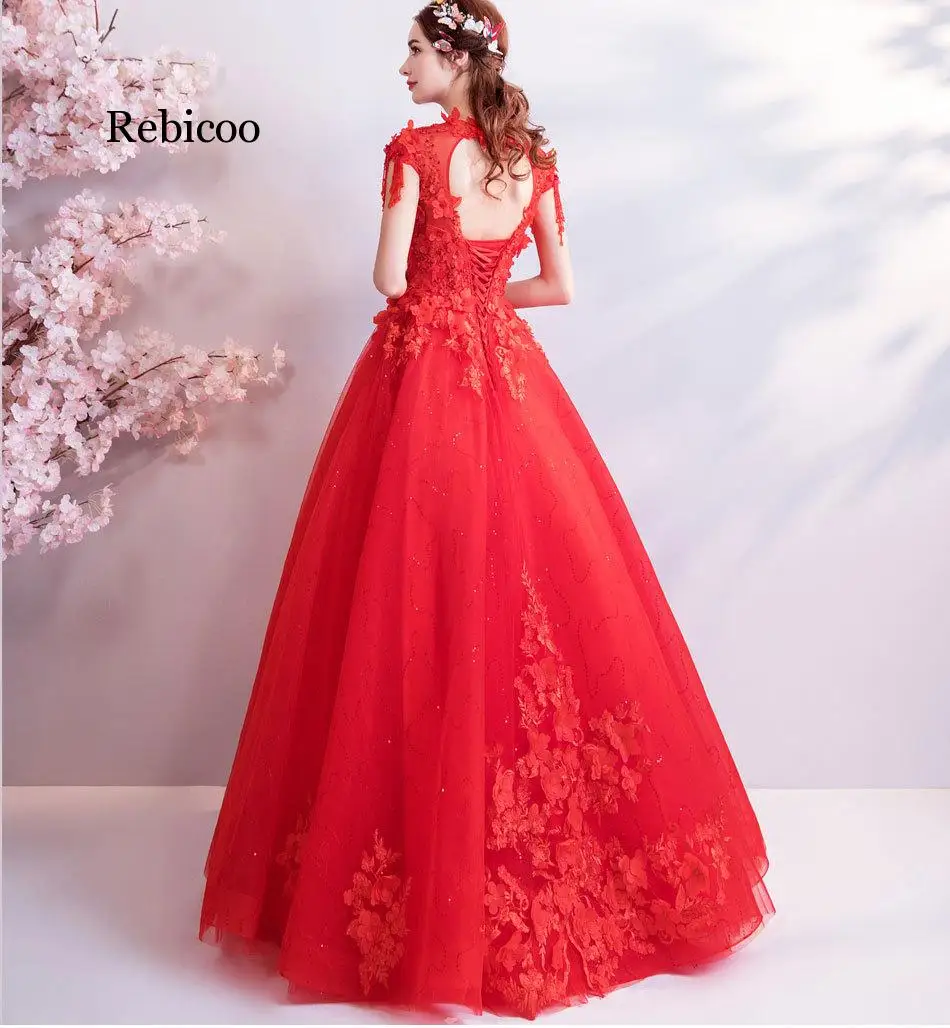 

Rebicoo в наличии, длинное платье с цветочным узором на шнуровке сзади vestido longo; de festa элегантное бальное платье реальные фотографии