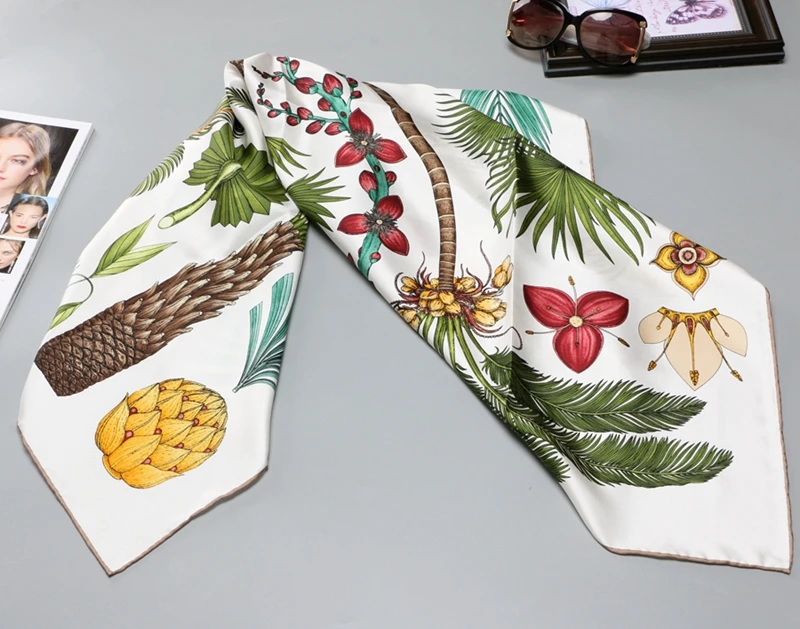 Модный принт Twill Шелковый шарф шаль накидки 88*88 см