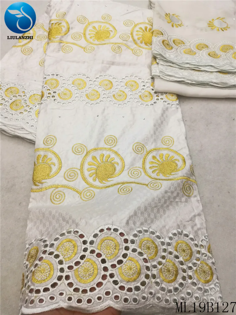 LIULANZHI Базен африканская ткань высокого качества белый хлопок Базен кружевная ткань Золото Вышивка riche getzner в нигерийском стиле ML19B127