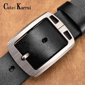 

Catei Karrui men belts cow genuine leather fashion business belts men's youth luxury retro classic belt leather alloy pin buckle
