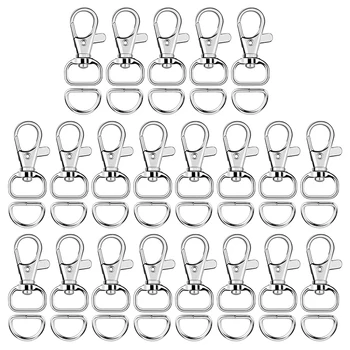 

120 Pcs Key Chain Clip Swivel Snap Hooks Includes Come with 60 Pieces Key Chain Clip Hooks and 60 Pieces D Rings