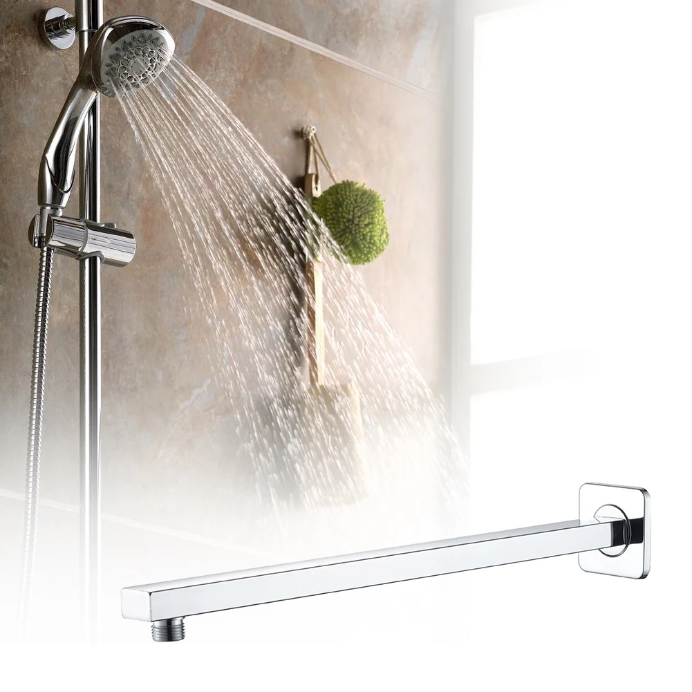

14inch Hardware Wall Mounted Threaded With Base Shower Arm Replacement Stainless Steel Accessories Connecting Home Bathroom