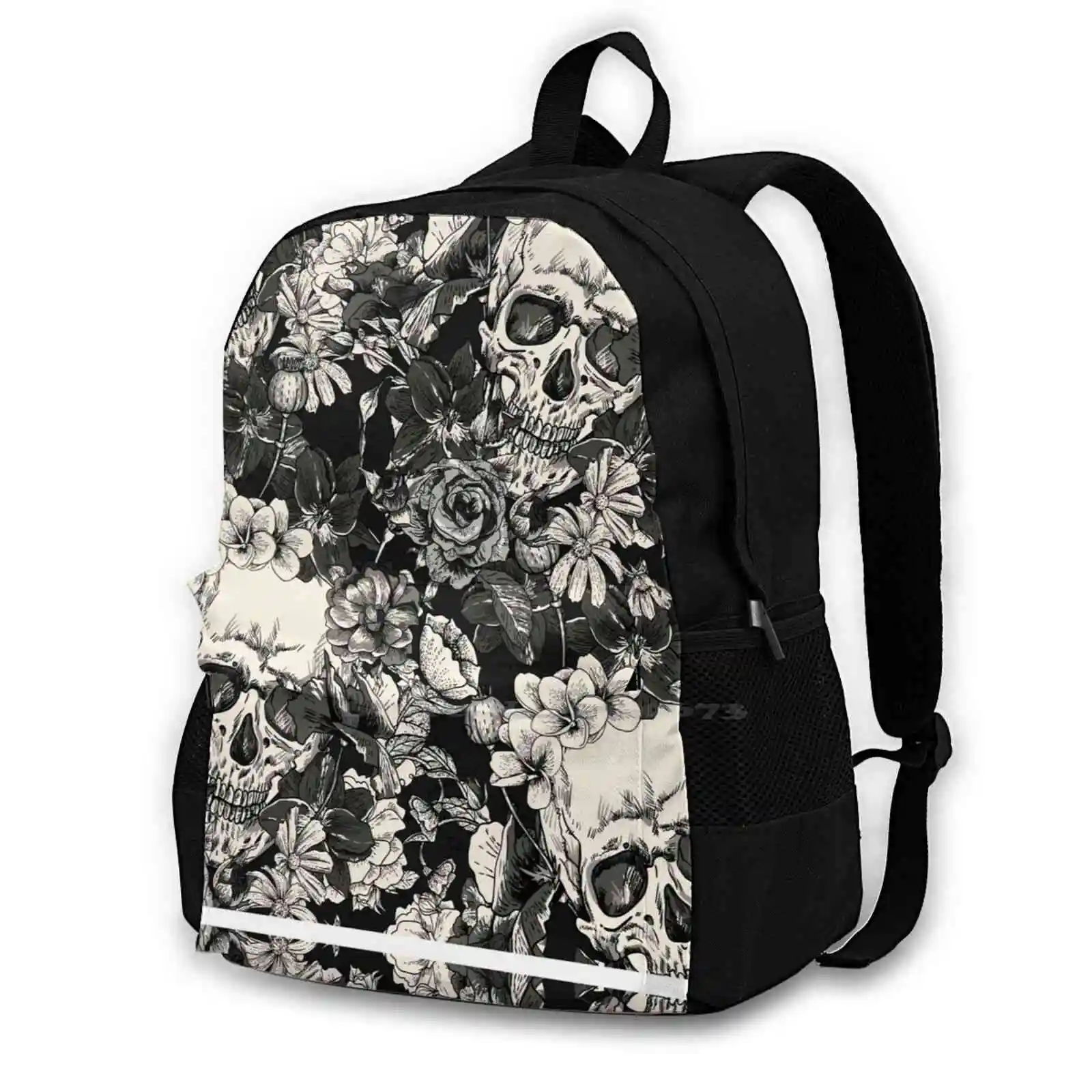 

Skulls Travel Laptop Bagpack School Bags Skulls Skull Black White Sepia Gothic Dark Shadow Fear Halloween Muerte Christmas Xmas