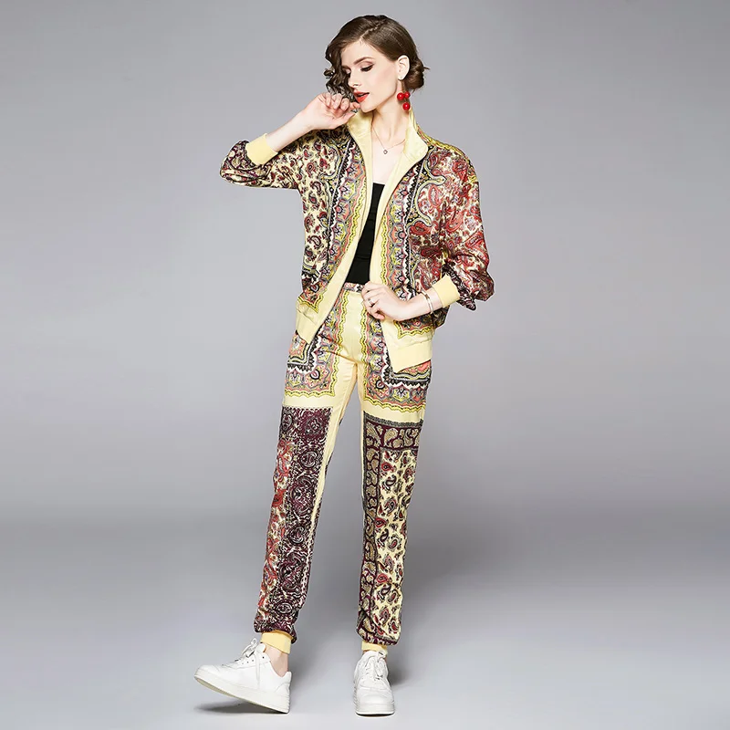 

2020 Spring Fashion European and American fashion loose large pieces versatile simple printing set