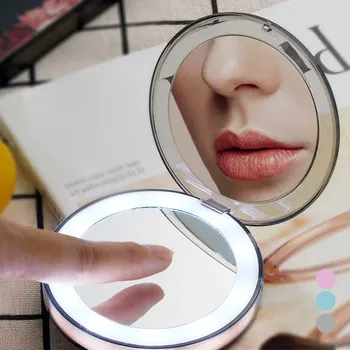 

LED Makeup Mirror with Light Bulb Touch Sensor Vanity Light Portable 1X 3X Magnify USB Rechargeable Backlight Lamp on Mirror ABS