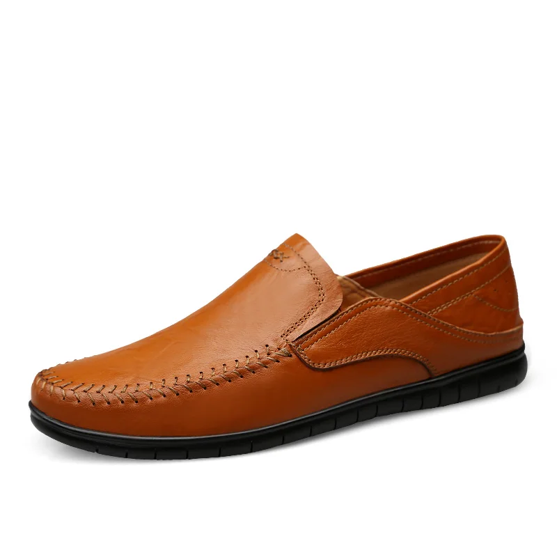 

Lightweight Men Leather Shoes Big Size Classic Waterproof Mens Shoes Genuine Running Summer Loafers Men Top Quality Brown
