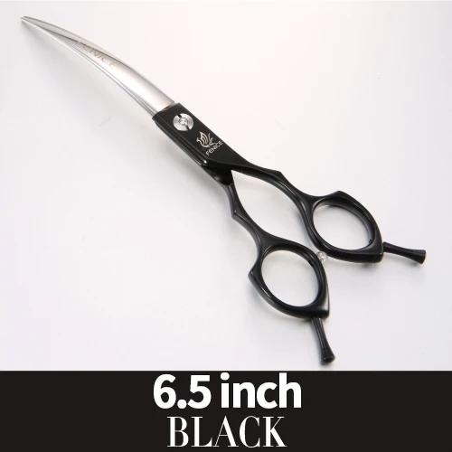 Профессиональные ножницы для ухода за домашними животными Fenice, цветные 6,5 дюймовые изогнутые ножницы для ухода за домашними животными - Цвет: 6.5 black