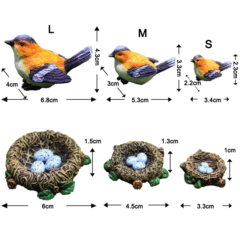 Resin Ornaments Creative Simulation Birds And Birds' Nests Ornament Resin Gardening Bonsai Accessories Home Decorations Christmas Decoration