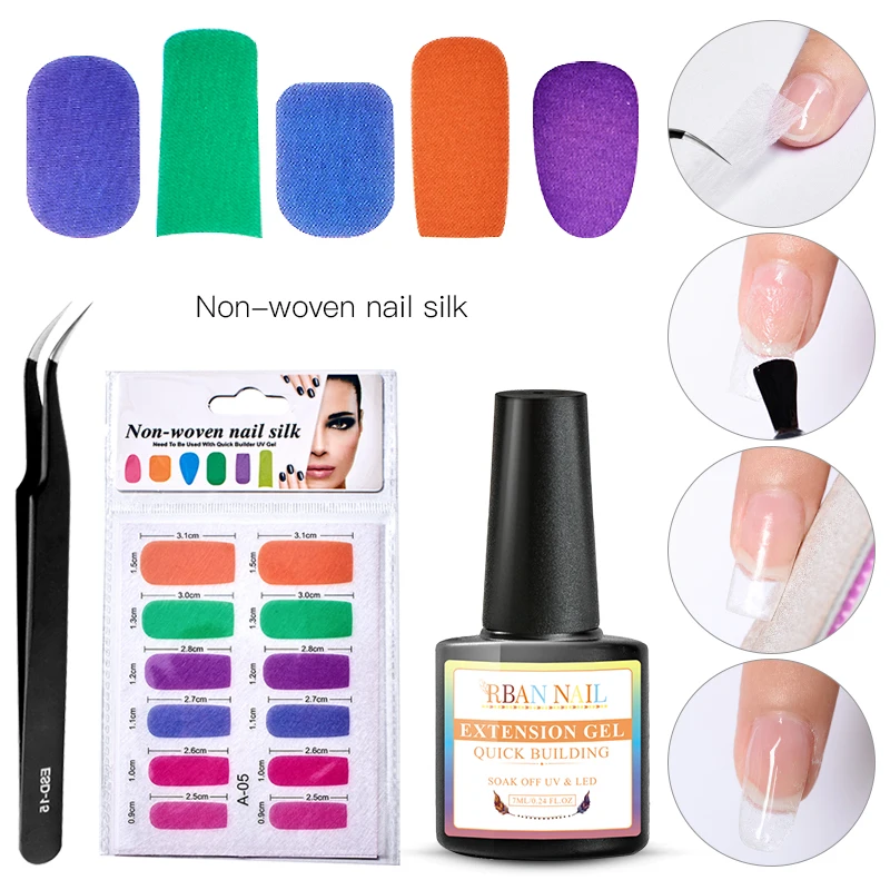 RBAN NAIL 7 мл набор гелей для наращивания ногтей акриловый Стекловолоконный набор для дизайна ногтей УФ-гель для ногтей полигелевые наборы для наращивания маникюрные инструменты