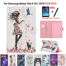 Чехол для планшета для Samsung Galaxy Tab A 10,1 T510 T515 SM-T510 SM-T515 принципиально модная одежда для девочек Cat Флип Стенд кожаный футляр+ подарок