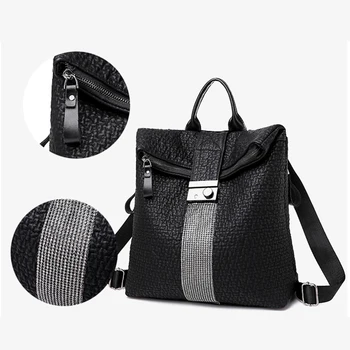 

Casual Women Backpack PU Leather Anti Wrinkle Novelty Waterproof Soft Fashion Zipper Shopping Travel Large Capacity Luxury