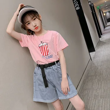 

Summer Clothes For Girls Fashion printing Shirt + Pants 2PCS Costume For Girls Teenage Kids Summer Clothes 6 8 10 12 13 14 Year