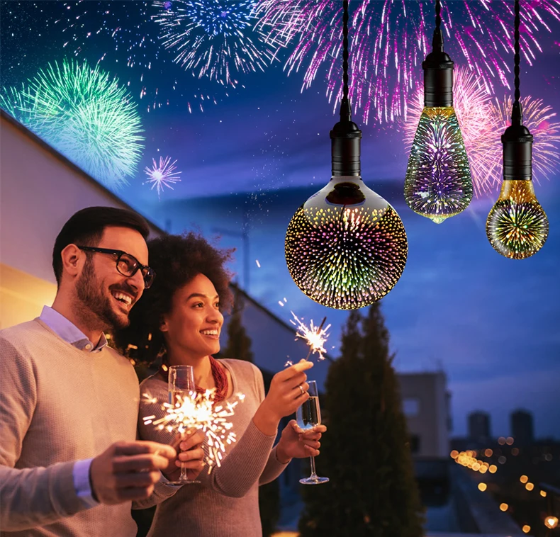 

Романтическая лампа для проекции фейерверка, светодиодный светильник с USB-разъемом для влюбленных, небольшой ночник, Цветной 3D стерео волшебный Звездный светильник