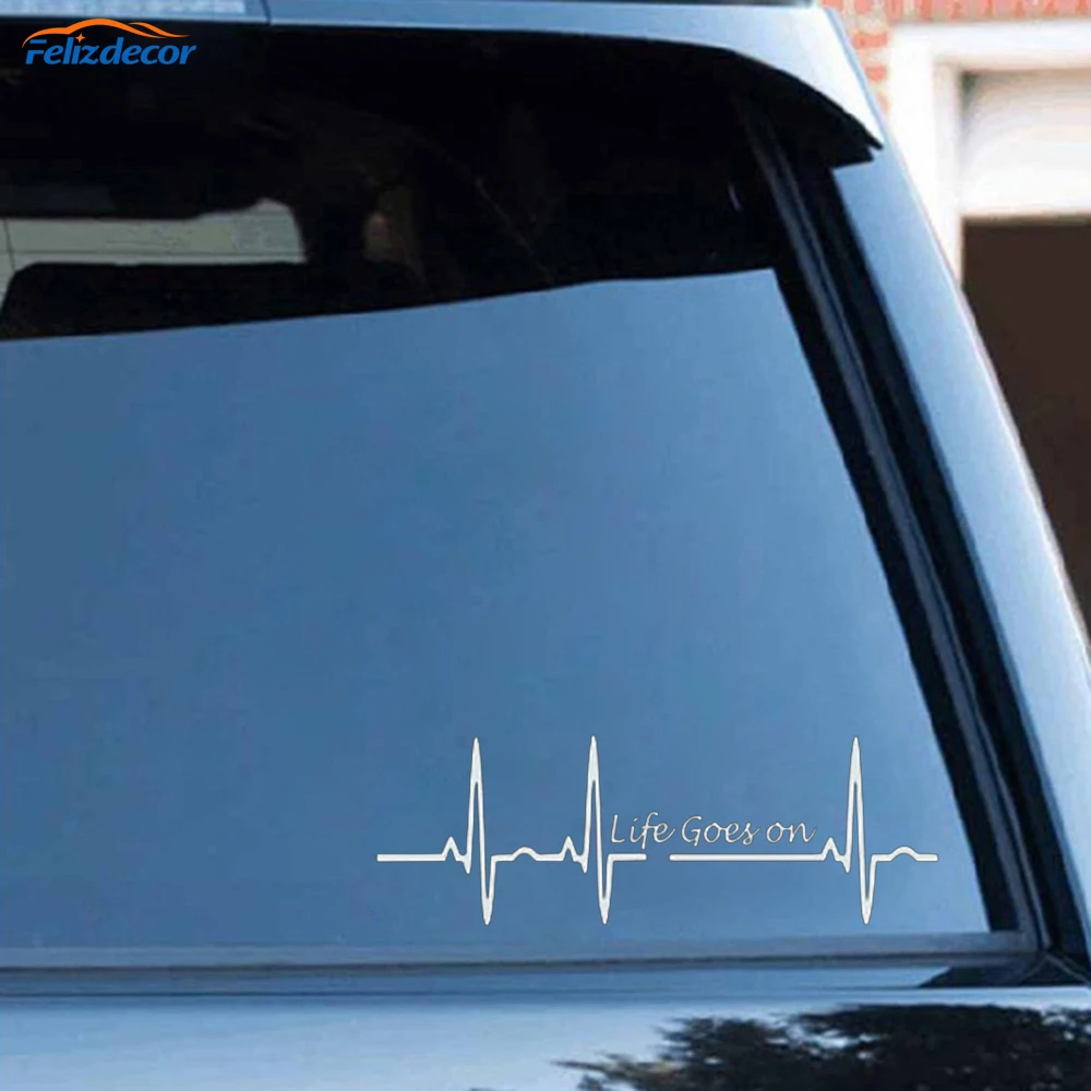 Черно-серебряный трекпад сердечного ритма Life Go On Nice Word Window Decal виниловая