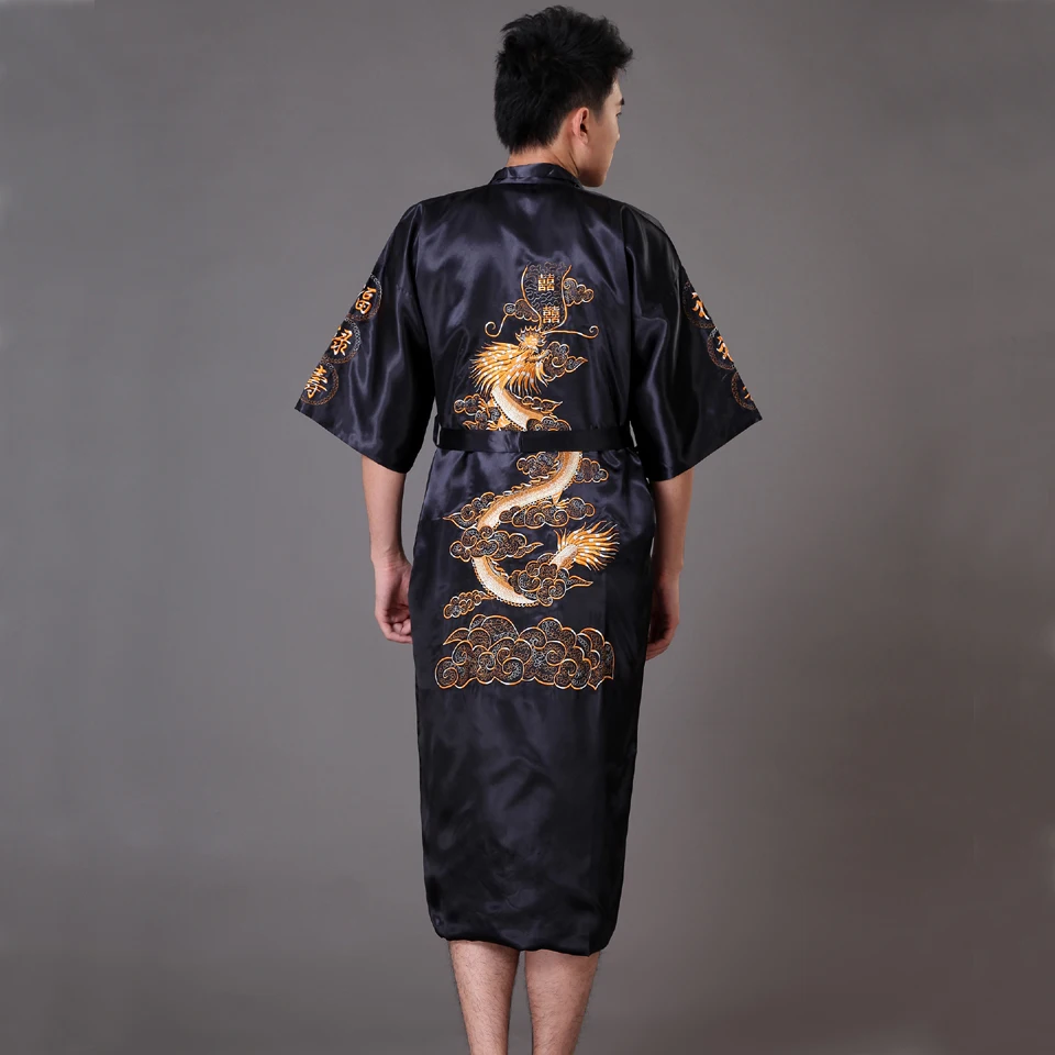 mens pajama shorts set Kimono Bathrobe Gown Home Clothing PLUS SIZE 3XL Chinese men Embroidery Dragon Robe Traditional Male Sleepwear Loose Nightwear plus size pajama pants