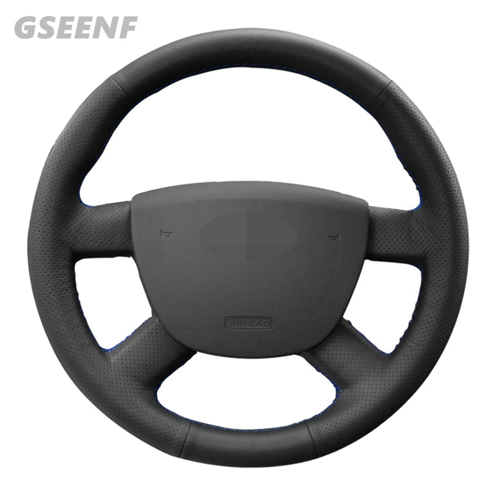 Чехол рулевого колеса автомобиля для Ford Kuga 2011 2008 Focus 2 2005 C MAX 2007 2010 Transit DIY черная