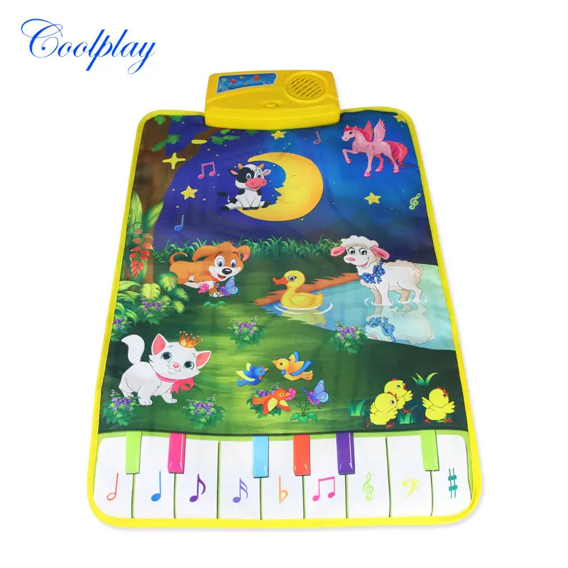 

37.5x62cm Baby Touch Play Game Mat with 9 Keys & 7 Animals Sounds Musical Carpet Singing Music Toy Moon and Animals Gift for Kid