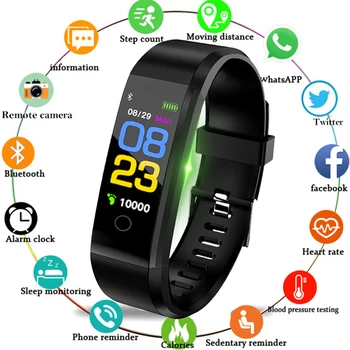 

FXM 2020 Smart Digital Bluetooth Smart Clock Men Heart Rate Monitor Blood Pressure Fitness Bracelet Sport Watch for IOS Android