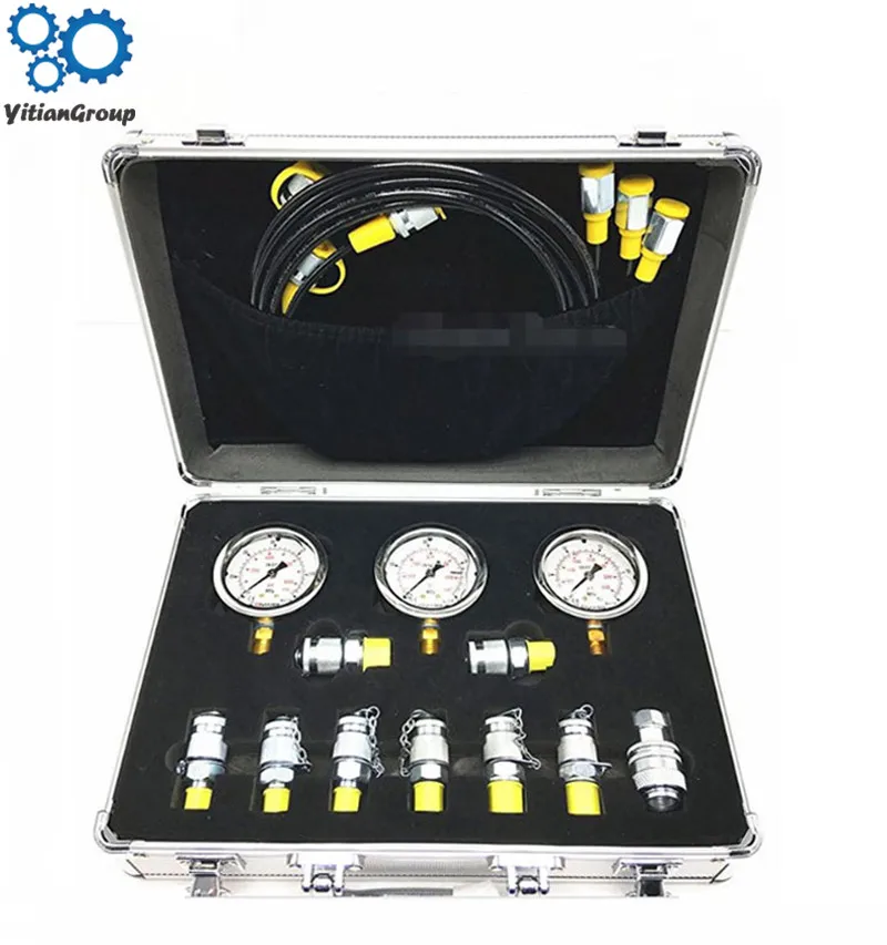 

Portable Hydraulic Test Gauge Box Mechanical Digger Testing Tool Hand Tool Set Pressure Measuring Connector XZTK-60M