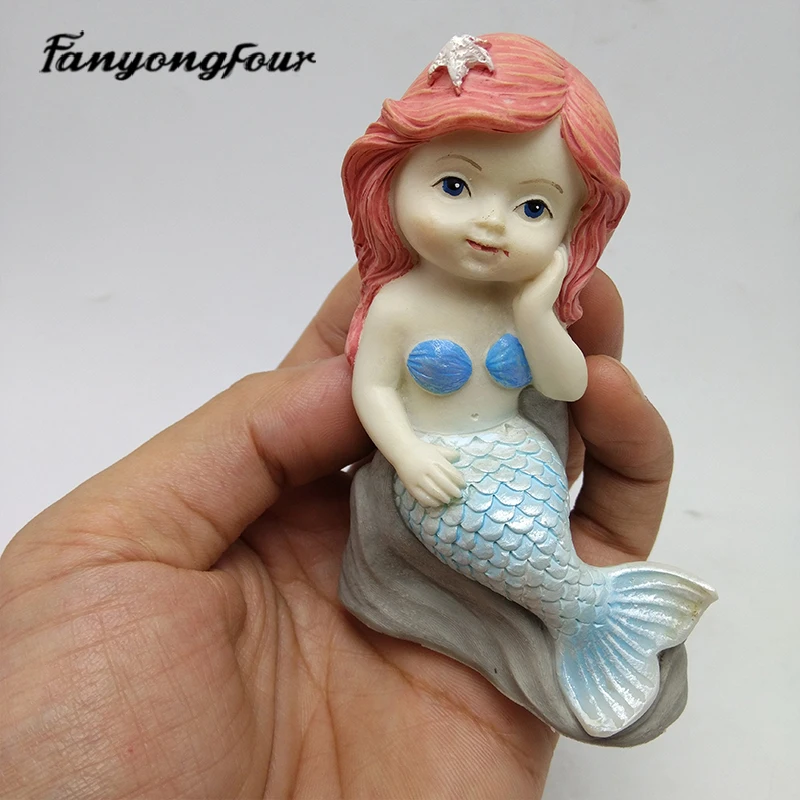 3D милая силиконовая Русалка, форма для гипсовой смолы, свечи, шоколад, форма для помадки, форма для выпечки
