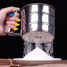 Peneira de malha de aço inoxidável handheld do abanador de farinha copo de gelo ferramenta de cozimento de açúcar mão-pressionado bakeware peneiras