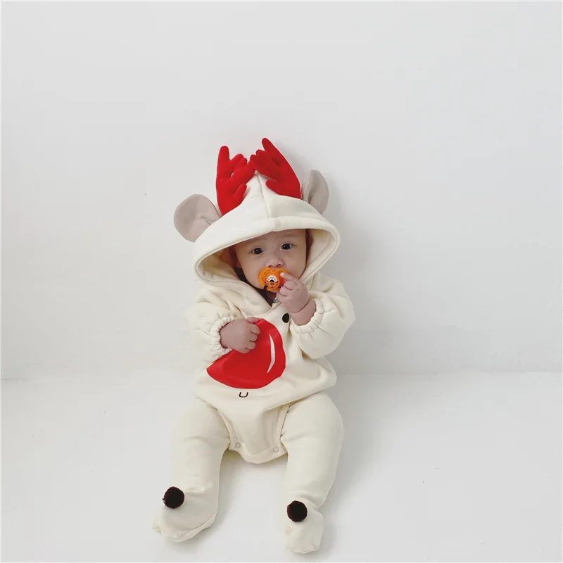 MILANCEL боди для малышей, детская одежда на Рождество с меховой подкладкой для маленьких мальчиков