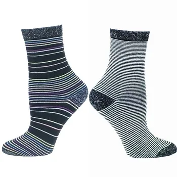 

2 Pairs Silver Strip Women Socks Pack