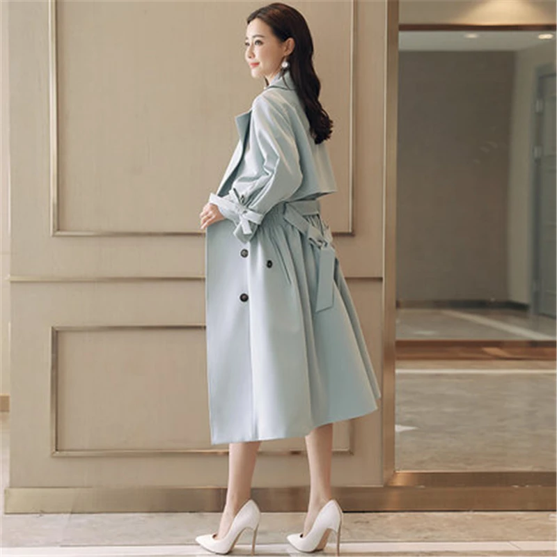 

Women's Spring-Autumn Fashion Long Windbreaker Trench Coat for Female Elegant Lady Sweet Office Work Clothes LWL459