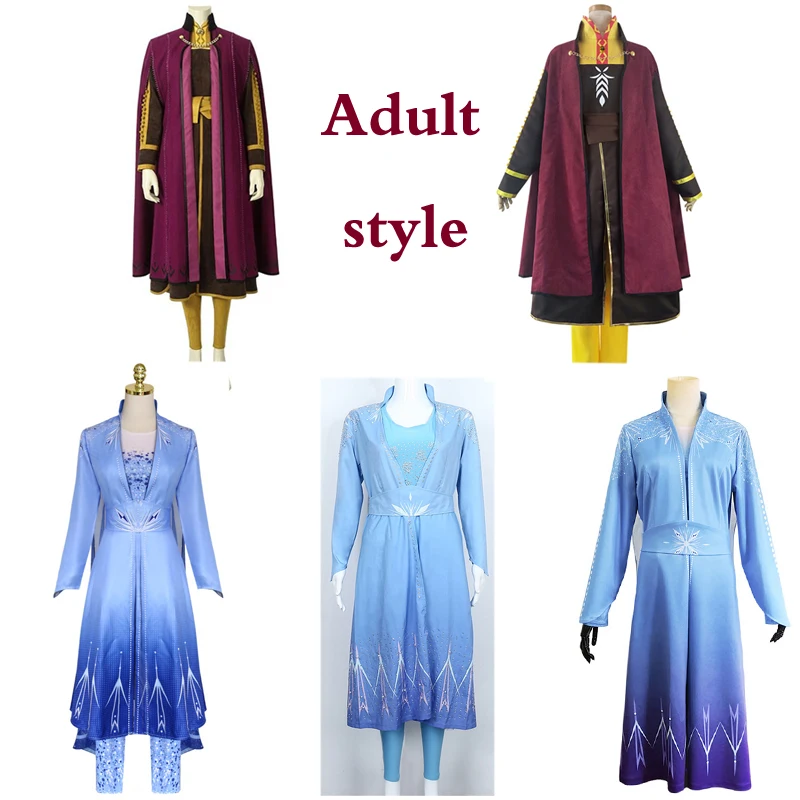 

New Frozen 2 Elsa Anna Cosplay Adult Costume Halloween Cosplay Costume Princess Queen Elsa Dress Wig COS Full Set