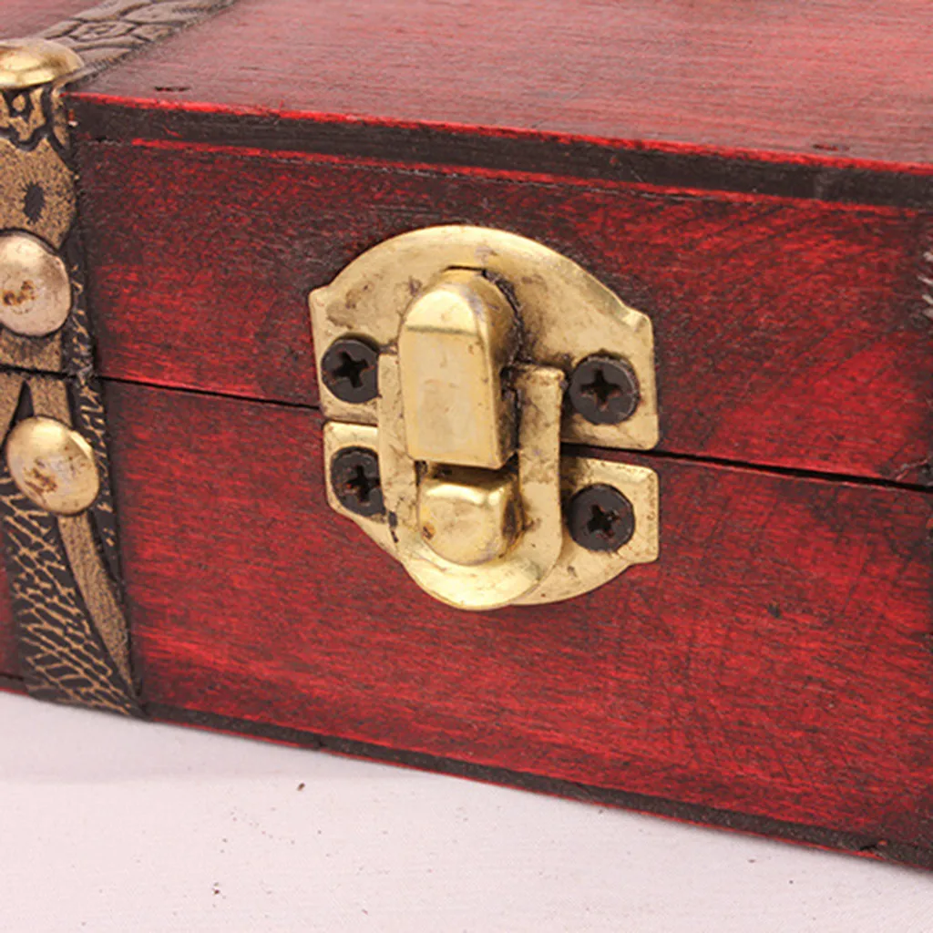 Шкатулка для украшений винтажная деревянная коробка ручной работы с мини-металлическим замком для хранения ювелирных изделий сокровище жемчужный органайзер для макияжа^ 25