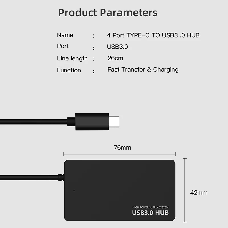 4 порта usb type C концентратор Высокоскоростной USB 3,0 Разветвитель usb C до 4 USB3.0 конвертер Кабель-адаптер для MacBook ноутбук планшетный компьютер